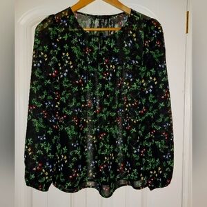 NWOT Banana Republic Sheer Night Flower Blouse XS